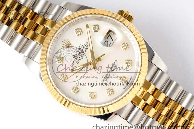 MiroTime 1221 GoodFit DateJust 36 SS YG DIWF 1:1 Best Edition 904L Steel White MOP Diamonds Dial on Jubilee Bracelet SA 2324